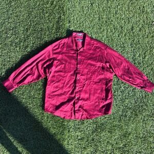 Crazy Horse Liz Claiborne Men's 18 34-35 Burgundy Red Long Sleeve Button Shirt